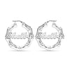 Personalised Customised 925 Sterling Silver Bamboo Name Hoop Earrings for Women and Girls 50 MM