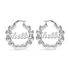 Personalised Customised 925 Sterling Silver Bamboo Name Hoop Earrings for Women and Girls