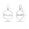 Personalised 925 Sterling Silver Name Hexagon Shape Earring for Teen Women