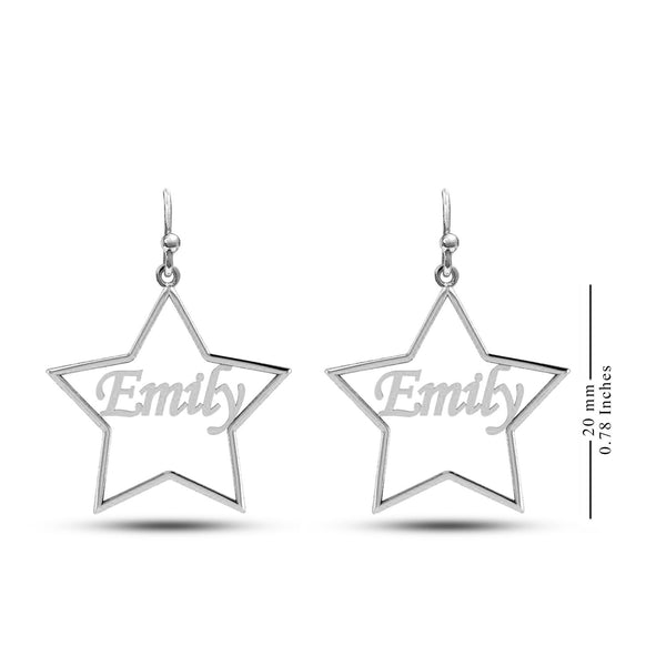 Personalised 925 Sterling Silver Name Star Shape Earring for Teen Women