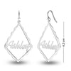 Personalised 925 Sterling Silver Name Rhombus Shape Earring for Teen Women