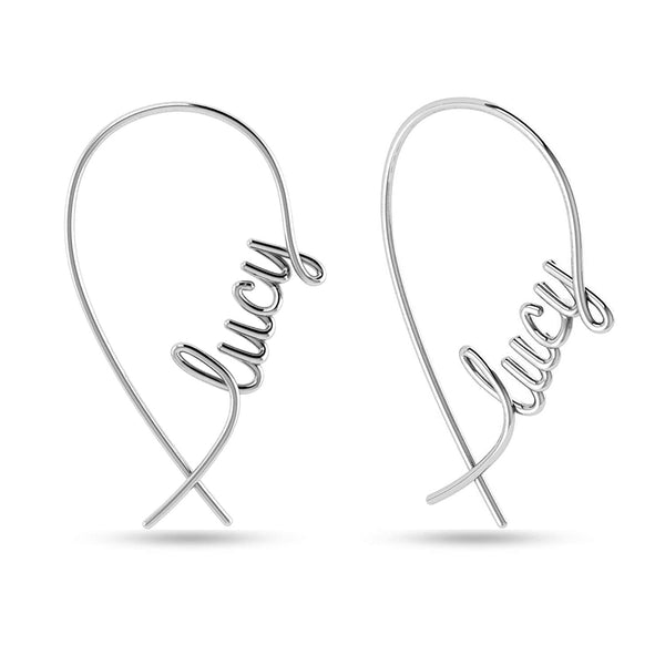 Personalised 925 Sterling Silver Name Dangle Earrings for Teen Women