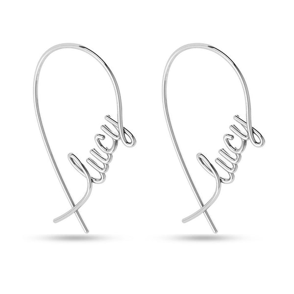 Personalised 925 Sterling Silver Name Dangle Earrings for Teen Women