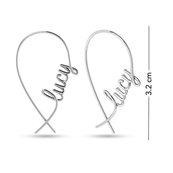 Personalised 925 Sterling Silver Name Dangle Earrings for Teen Women