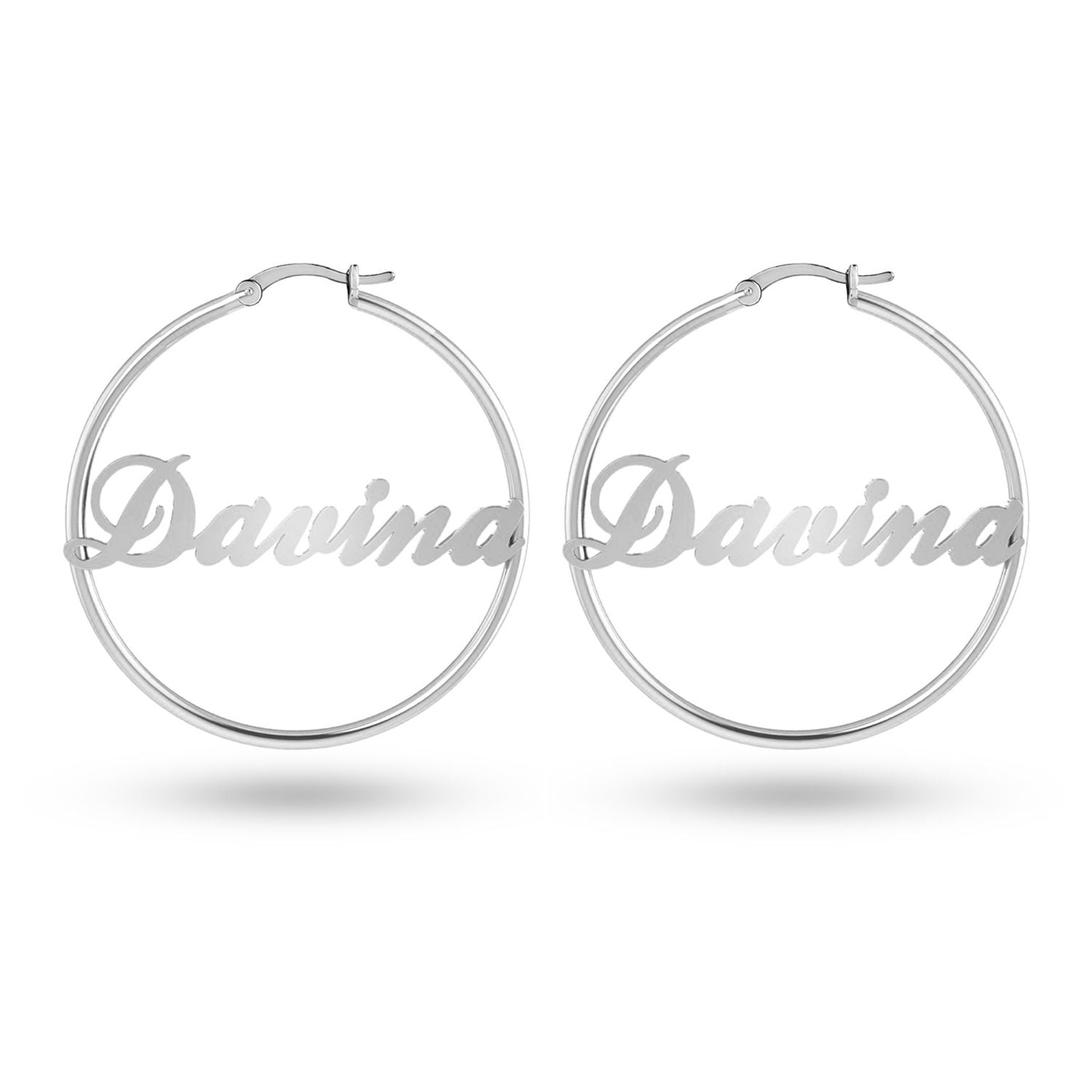 Personalised 925 Sterling Silver Name ClickTop Hoop Earrings for Teen Women