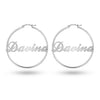 Personalised 925 Sterling Silver Name ClickTop Hoop Earrings for Teen Women