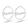 Personalised 925 Sterling Silver Name ClickTop Hoop Earrings for Teen Women