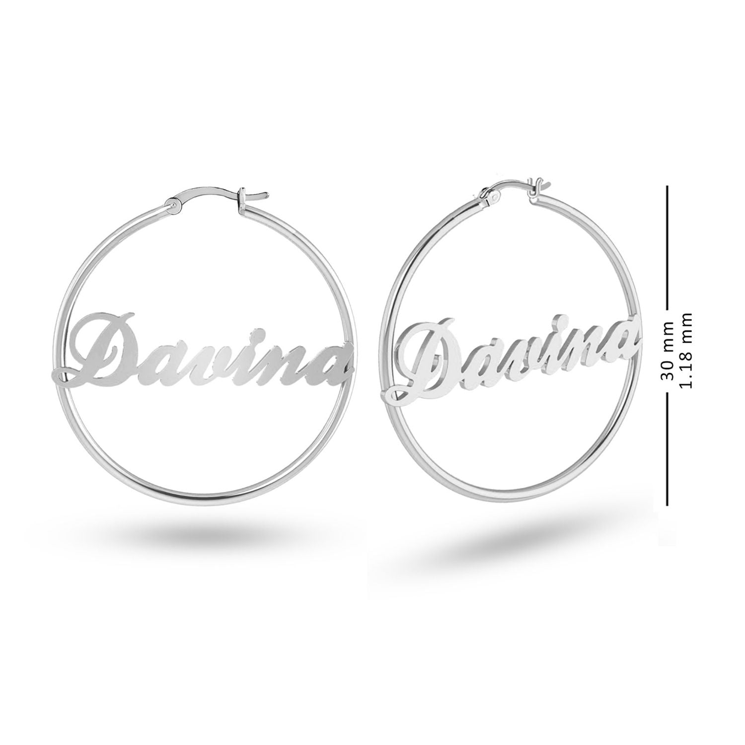 Personalised 925 Sterling Silver Name ClickTop Hoop Earrings for Teen Women