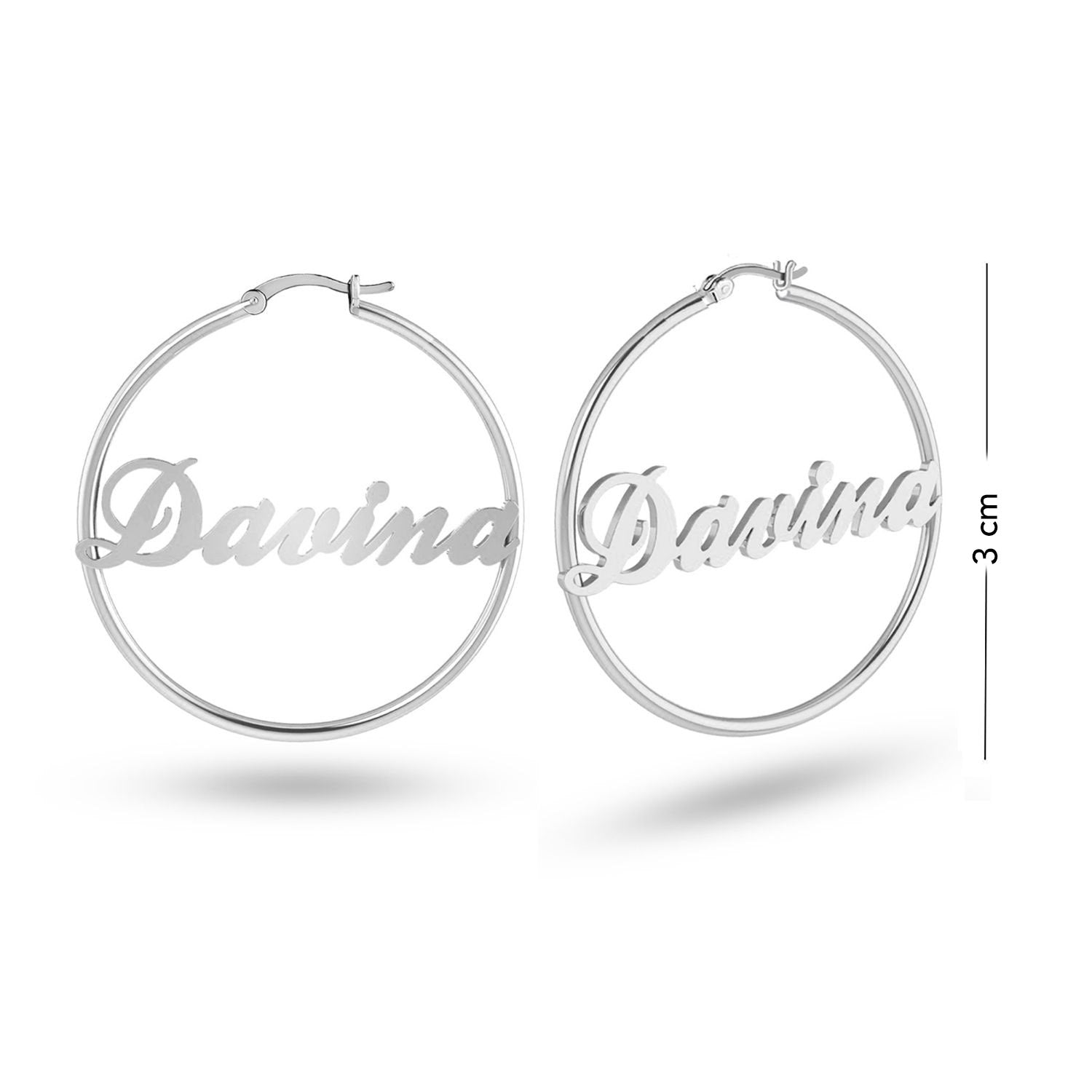 Personalised 925 Sterling Silver Name ClickTop Hoop Earrings with Personalised Message BOX for Teen Women