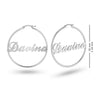 Personalised 925 Sterling Silver Name ClickTop Hoop Earrings for Teen Women