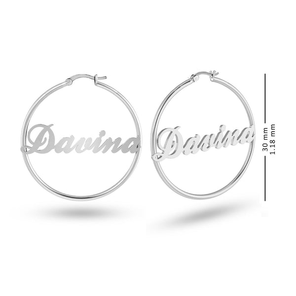 Personalised 925 Sterling Silver Name ClickTop Hoop Earrings for Teen Women