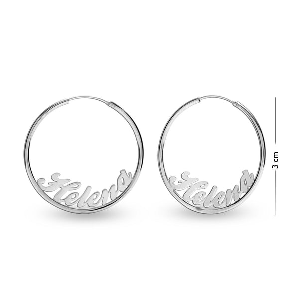 Personalised 925 Sterling Silver Name Endless Hoop Earrings for Teen Women