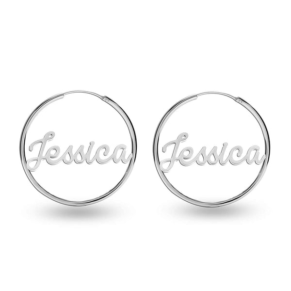 Personalised 925 Sterling Silver Name Endless Hoop Earrings for Teen Women