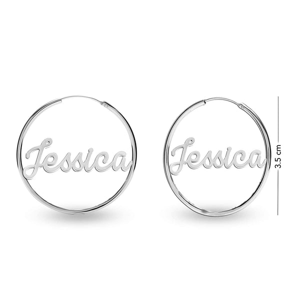 Personalised 925 Sterling Silver Name Endless Hoop Earrings with Personalised Message BOX for Teen Women