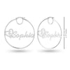 Personalised 925 Sterling Silver Heart Name BIG Hoop Earrings for Teen Women