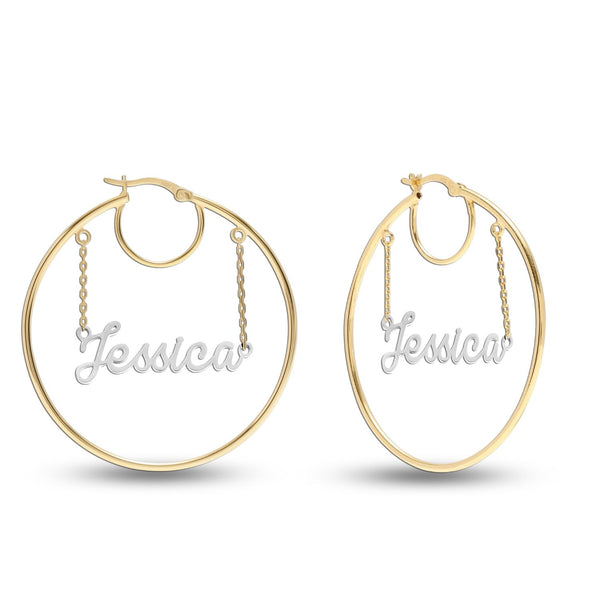 Personalised 925 Sterling Silver Click Top Hoop Name Earrings for Teen Women