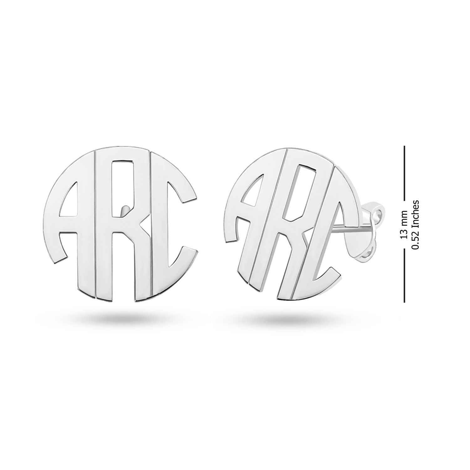 Personalised 925 Sterling Silver Monogram Initial Stud Earrings for Teen Women