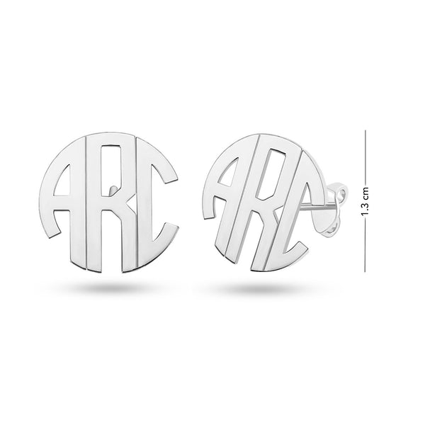 Personalised 925 Sterling Silver Monogram Initial Stud Earrings for Teen Women