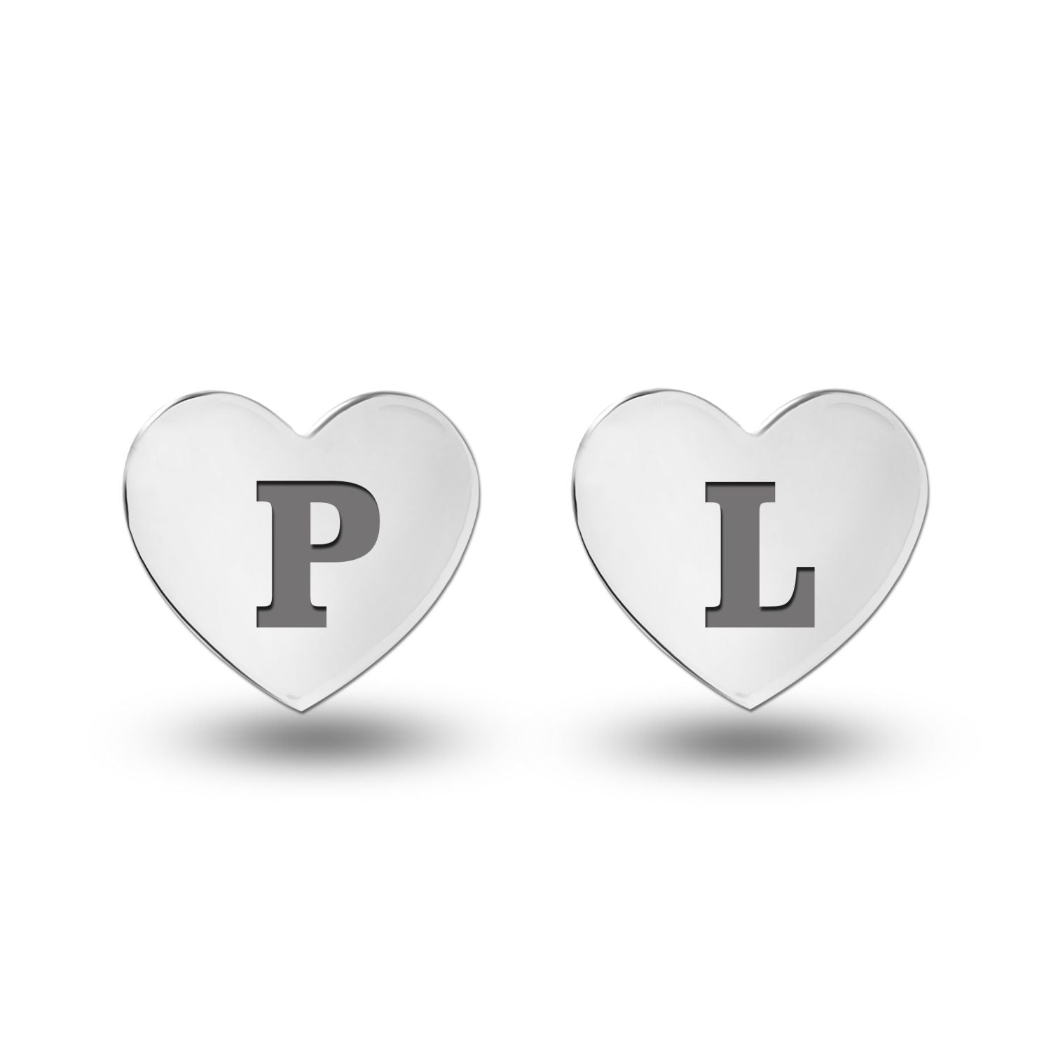 Personalised 925 Sterling Silver Initial Heart Stud Earrings for Teen Women