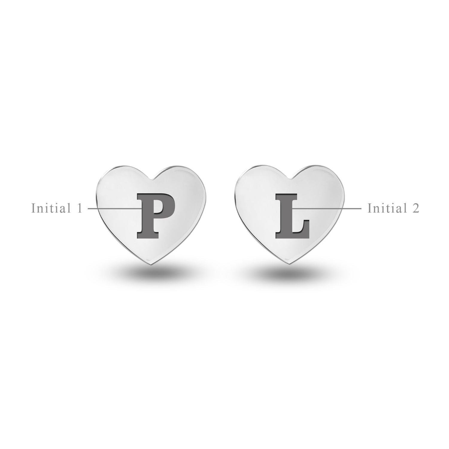 Personalised 925 Sterling Silver Initial Heart Stud Earrings for Teen Women