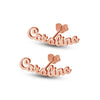 Personalised 925 Sterling Silver Rose Gold Plated Name Stud Earrings for Teen Women