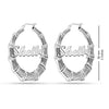 Personalised 925 Sterling Silver Tone Bamboo Name Hoop Earrings for Teen Women