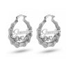 Personalised 925 Sterling Silver Tone Bamboo Heart Name Hoop Earrings for Teen Women