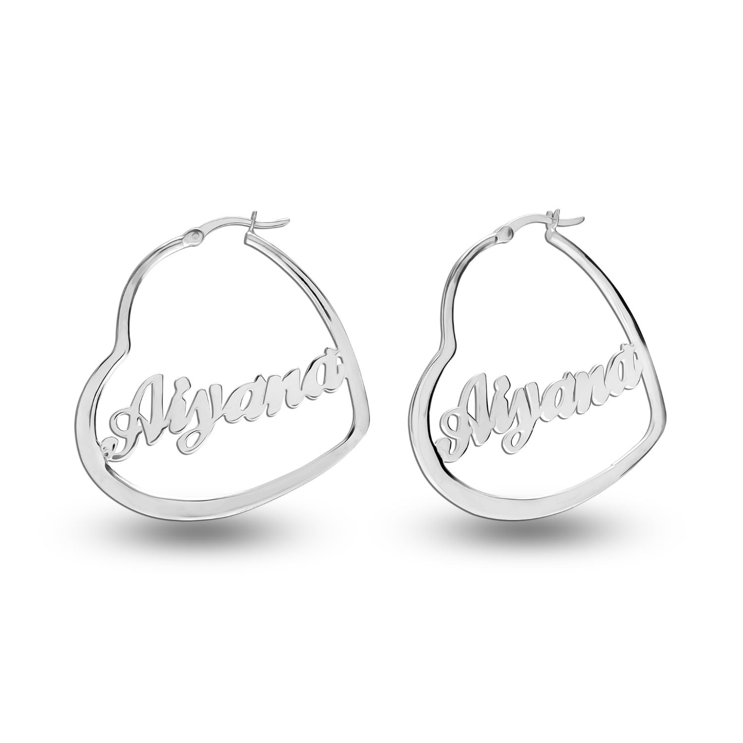 Personalised 925 Sterling Silver Name Heart Hoop Earrings for Teen Women