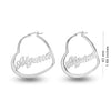 Personalised 925 Sterling Silver Name Heart Hoop Earrings for Teen Women