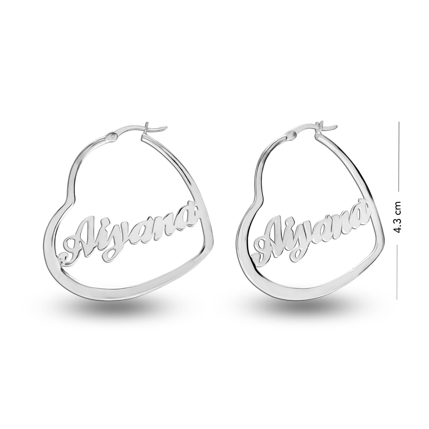 Personalised 925 Sterling Silver Name Heart Hoop Earrings for Teen Women