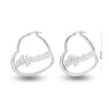 Personalised 925 Sterling Silver Name Heart Hoop Earrings for Teen Women