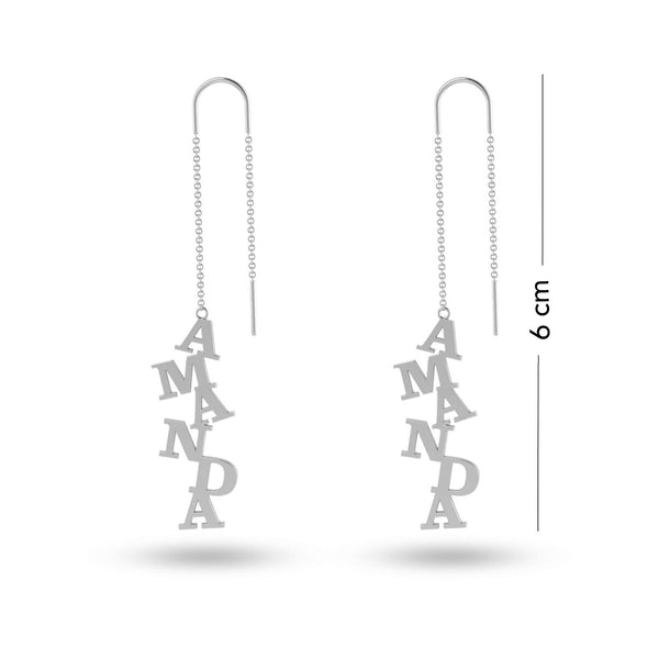 925 Sterling Silver Personalised Name Threader Earrings for Teen Women