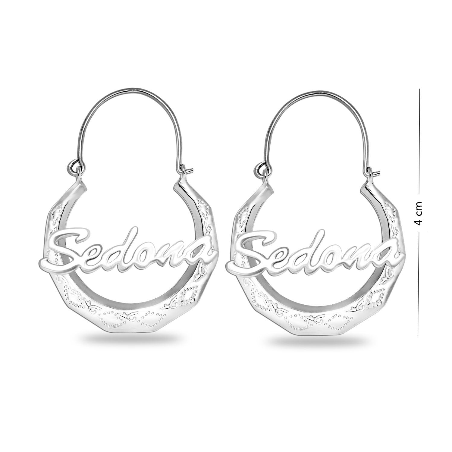 Personalised 925 Sterling Silver Name Gypsy Hoop Earrings for Women Teen