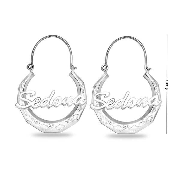 Personalised 925 Sterling Silver Name Gypsy Hoop Earrings for Women Teen