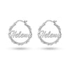 Personalised 925 Sterling Silver Name Bamboo ClickTop Hoop Earrings for Teen Women