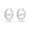 Personalised 925 Sterling Silver Name Bamboo ClickTop Hoop Earrings for Teen Women