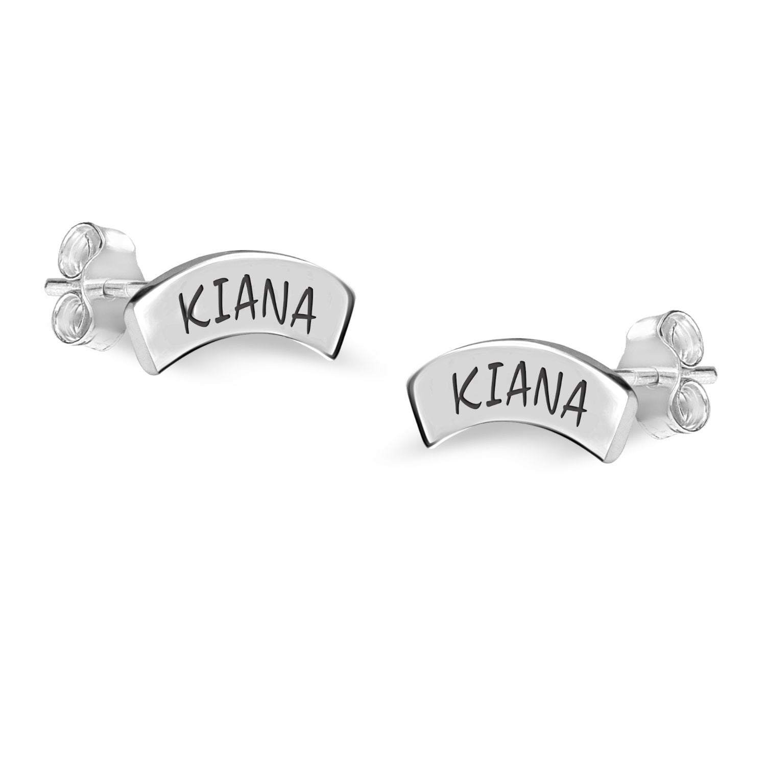 Personalised 925 Sterling Silver Name Small Bar Stud Earrings for Women Teen