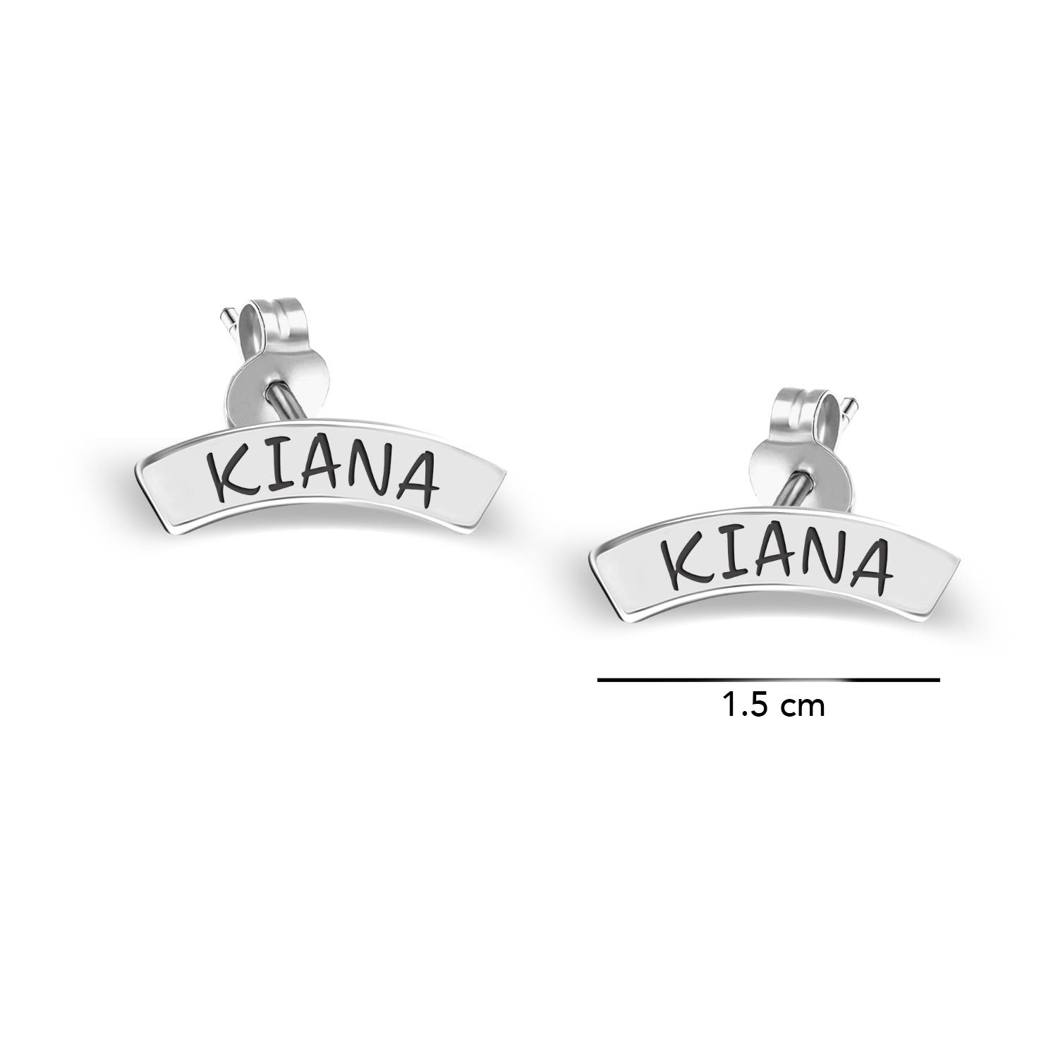 Personalised 925 Sterling Silver Name Small Bar Stud Earrings for Women Teen