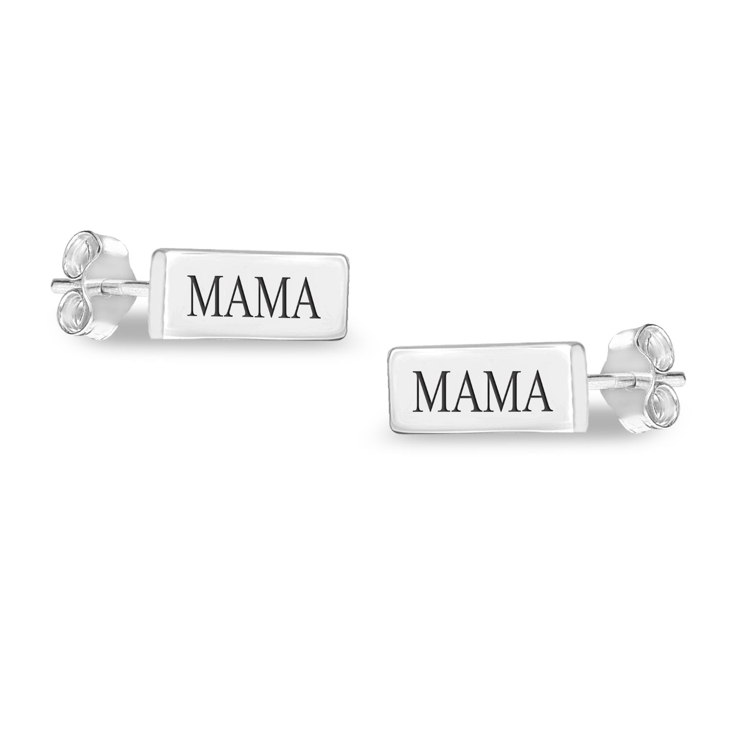 Personalised 925 Sterling Silver Name Small Bar Stud Earrings for Women Teen