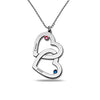 Personalised 925 Sterling Silver Interlocking Heart Birthstone Couple Necklace for Teen Women