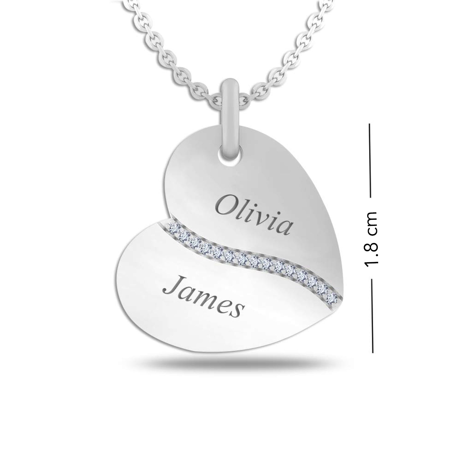 Personalised 925 Sterling Silver Engraved Couple Heart Name Necklace for Women