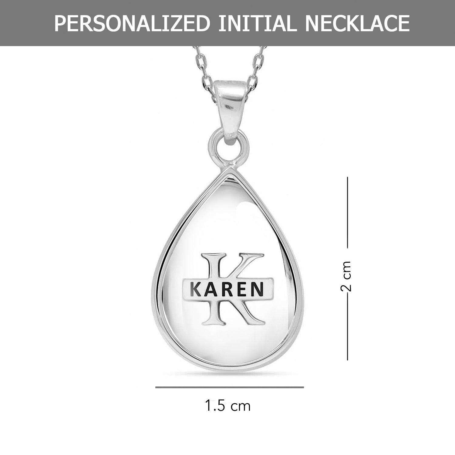 925 Sterling Silver Personalised Monogram Name Letter Oval Shape Custom Initial Alphabet Transparent Resin Pendant Necklace for Teen Women