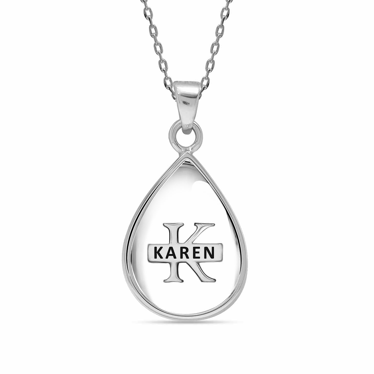 925 Sterling Silver Personalised Monogram Name Letter Oval Shape Custom Initial Alphabet Transparent Resin Pendant Necklace for Teen Women