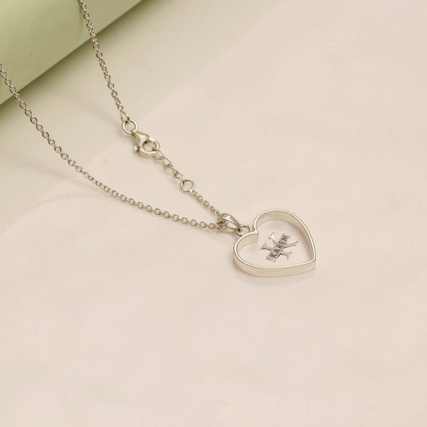 925 Sterling Silver Personalised Monogram Name Letter Heart Shape Custom Initial Alphabet Transparent Resin Pendant Necklace for Teen Women