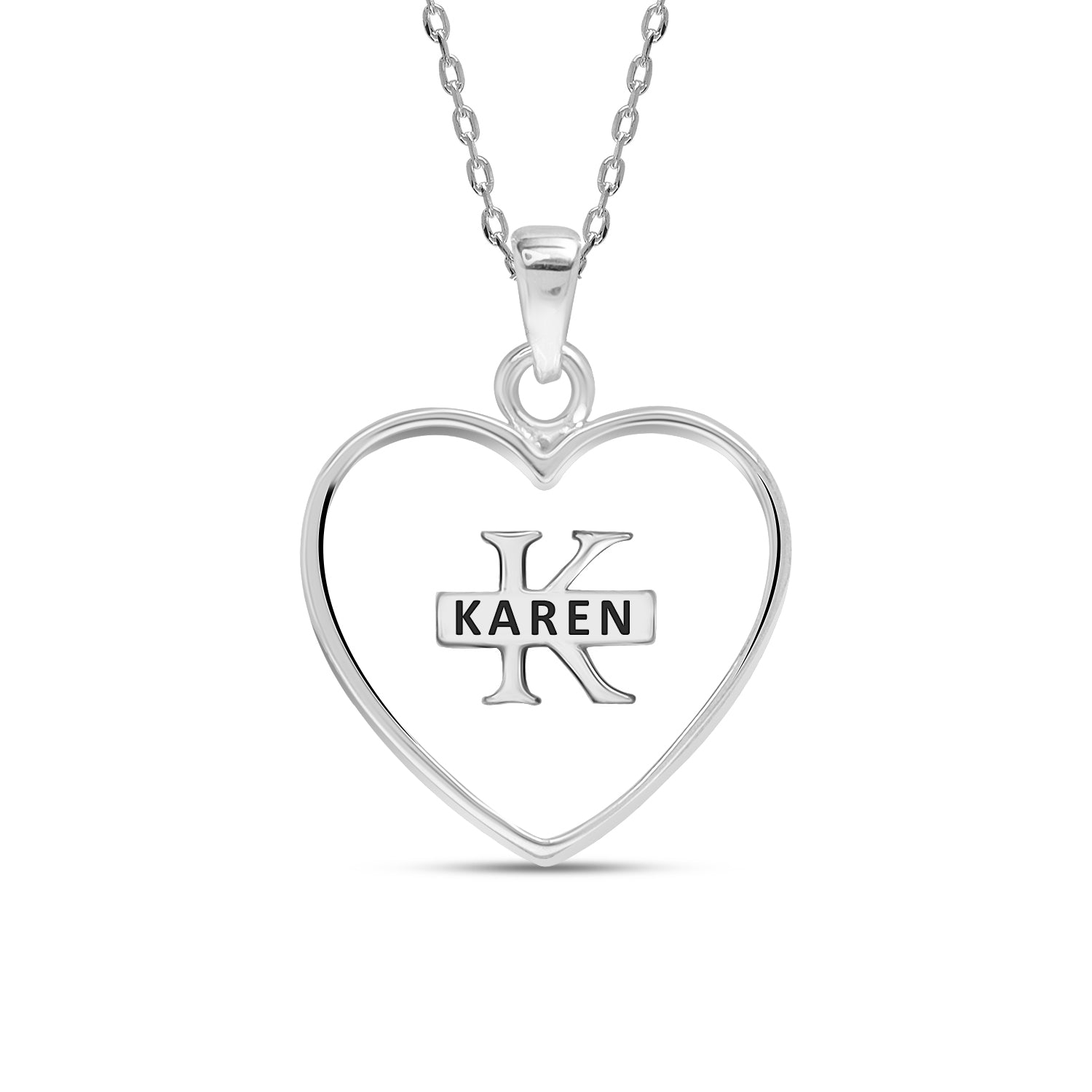 925 Sterling Silver Personalised Monogram Name Letter Heart Shape Custom Initial Alphabet Transparent Resin Pendant Necklace with Personalised Photo & Message BOX for Teen Women