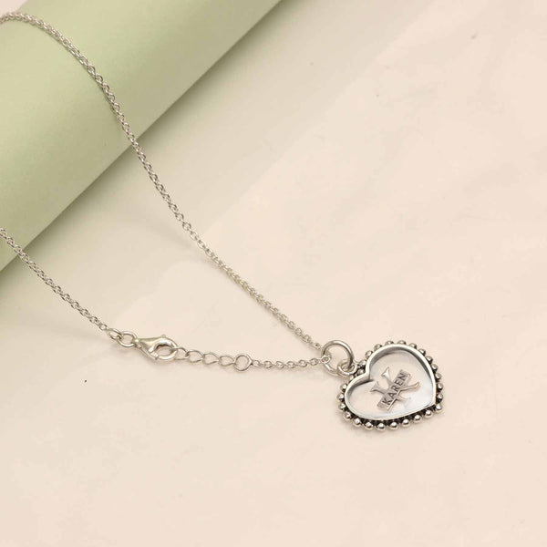 925 Sterling Silver Personalised Beaded Resin Heart Shape Custom Initial Granuals Transparent Pendant Necklace for Teen Women