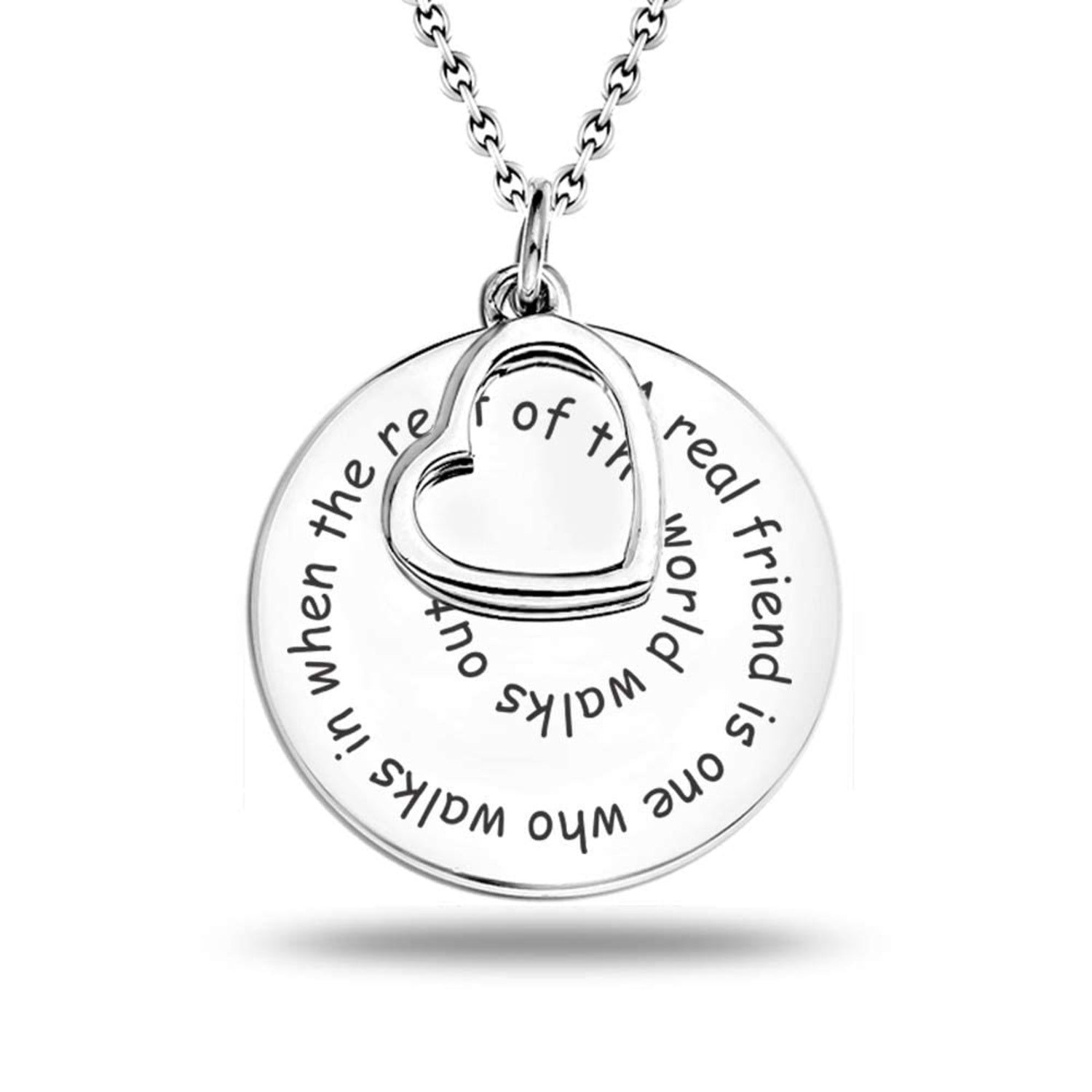 Personalised 925 Sterling Silver Engraved Inspirational Message Heart Necklace for Women