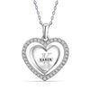 925 Sterling Silver Personalised CZ Heart Shape Rotating Custom Initial Transparent Resin Pendant Necklace for Teen Women