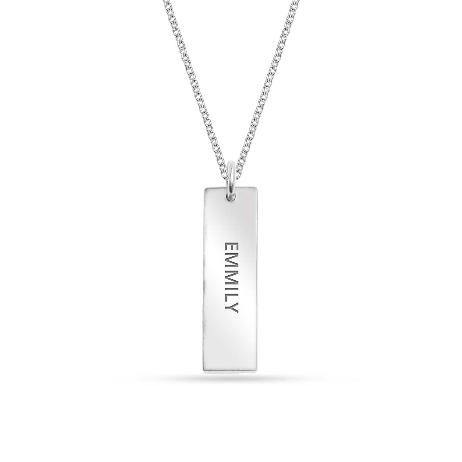 925 Sterling Silver Personalised Engraved Eyes Photo Bar Pendant Necklace for Women