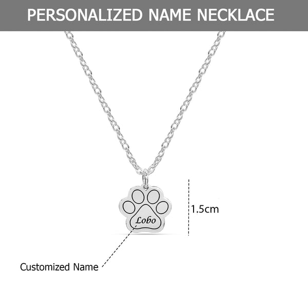 Personalised 925 Sterling Silver Engraved Name Dog Memorial Pendant Necklace